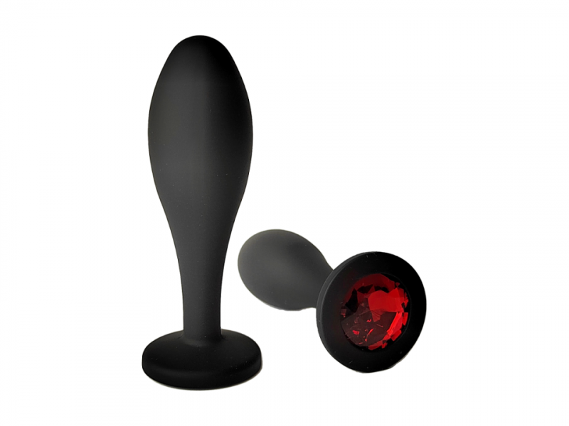 Пробка с красным кристаллом "Vandersex" черная капля, S 