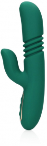 Вибратор для точки G и клитора с фрикциями и нагревом "Loveline" зеленый
